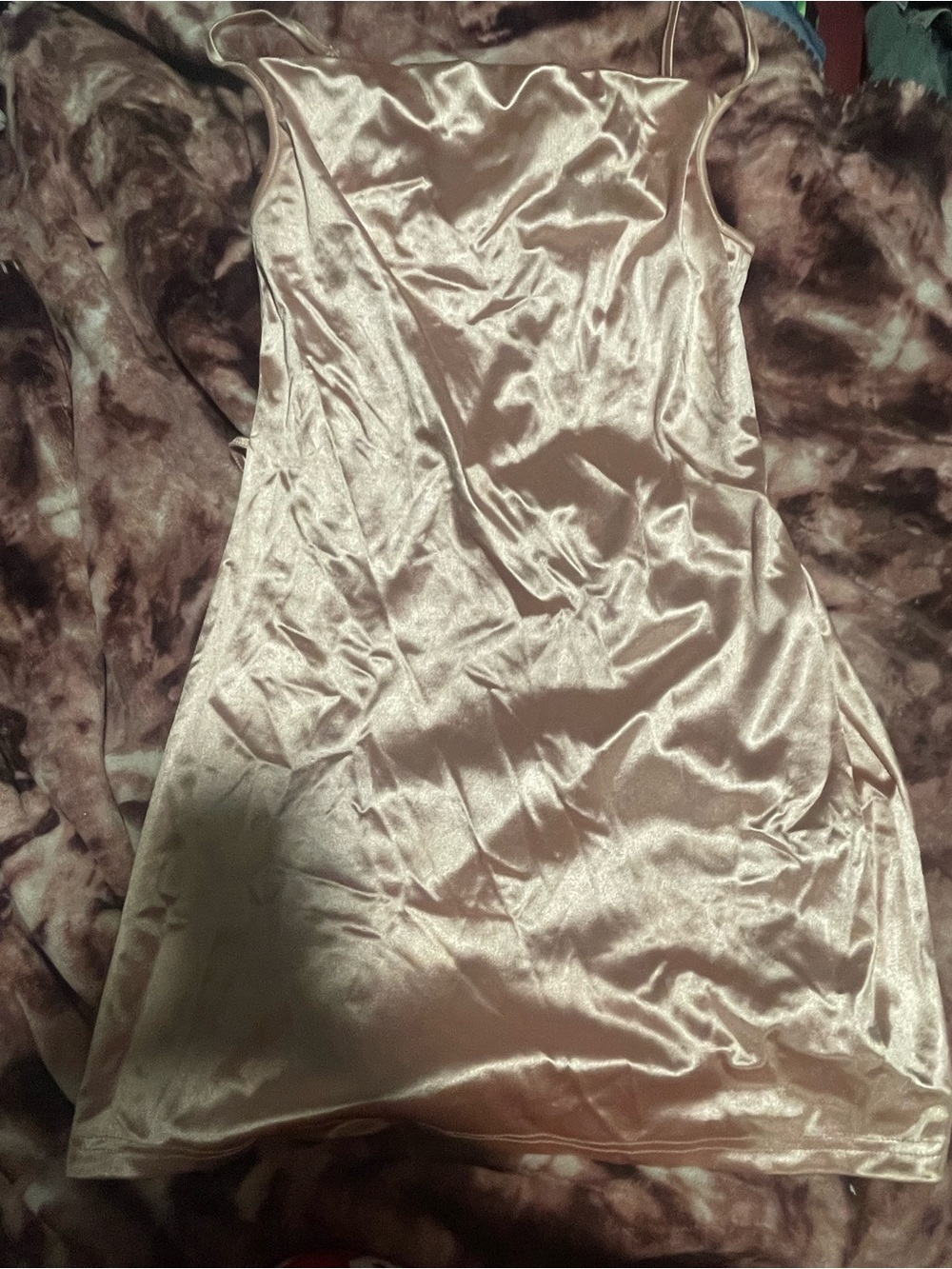 Fashion Nova Satin Slip Chemise in Champagne Gold